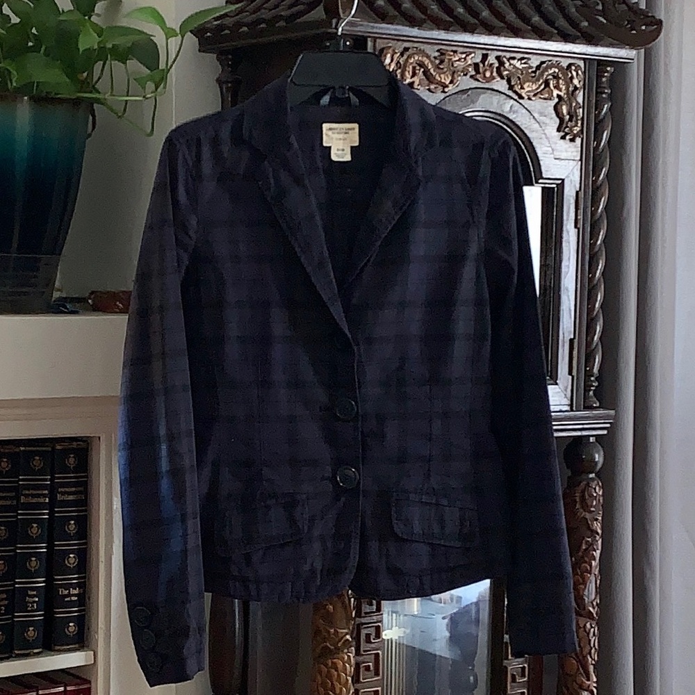 New American Eagle Plaid Cotton Blazer Jacket, Size Small